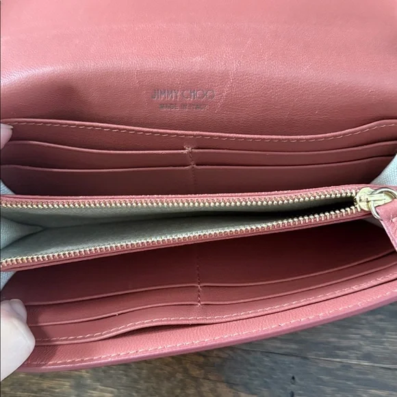 Jimmy Choo Pink Leather Wallet with Gold-Tone Hardware - Picture 9 of 11